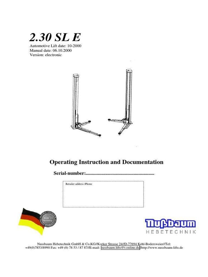 Nussbaum Hebebühne Lift 2.3 SLE 3t Tonnen in Duderstadt