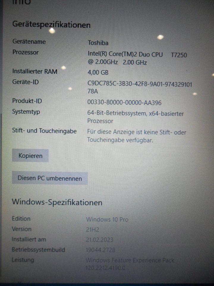 Laptop Toshiba Satelite A200-1SC Modell PSAE6E-06600HGR komplett in Castrop-Rauxel