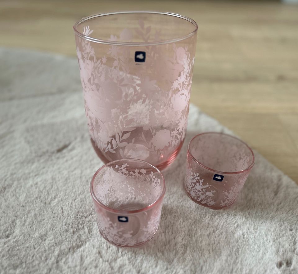 Leonardo Windlicht Teelichthalter set rosa floral transparent in Duisburg