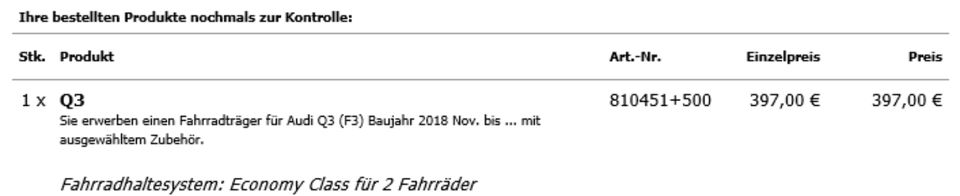 Neuer Paulchenträger für Audi Q3 Sportback F3 (ab 2018) 2 eBikes in Hagen