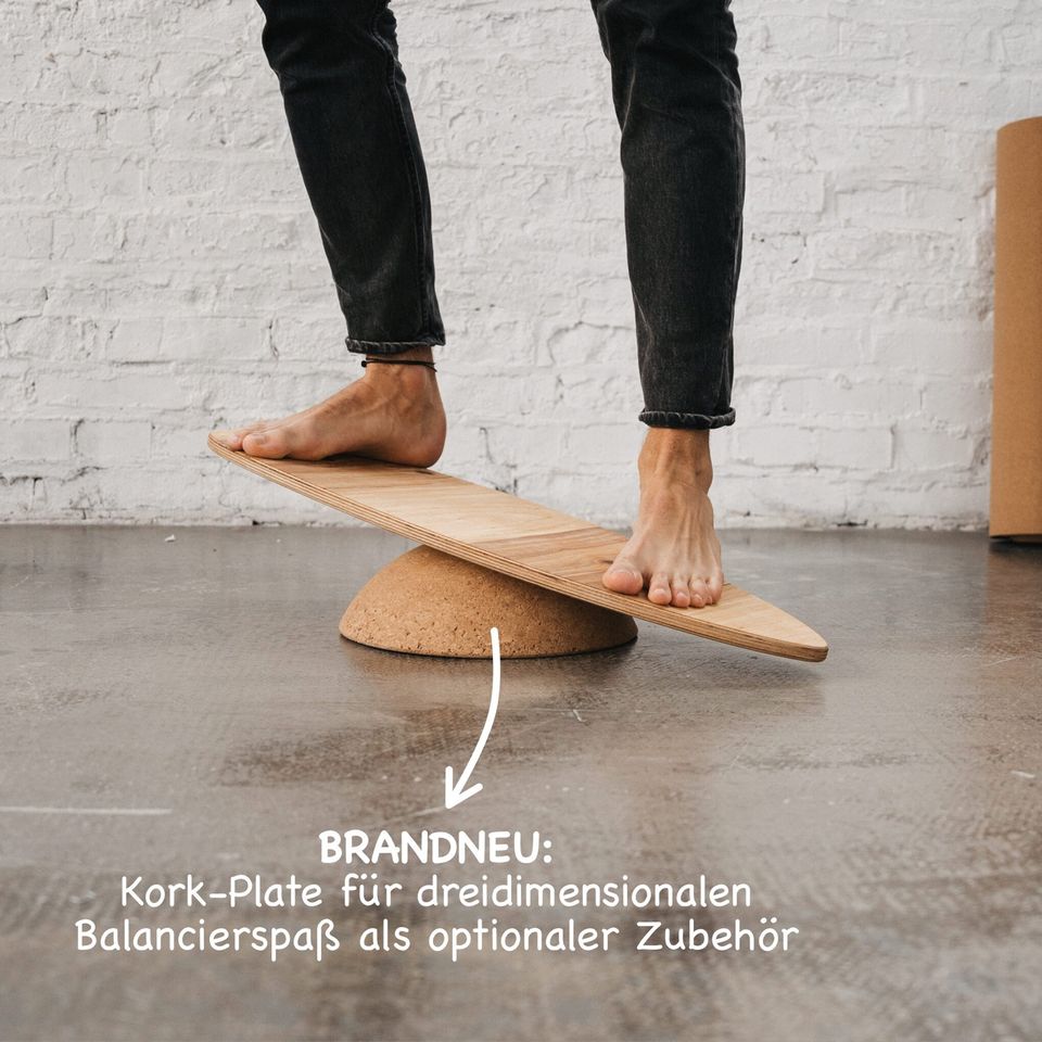 Handmade Balance Boards I inkl. Korkrolle & Ständer I Perfektes Geschenk, Gratis versendet, Ideal für Anfänger, Erwachsene und Jugendliche in München