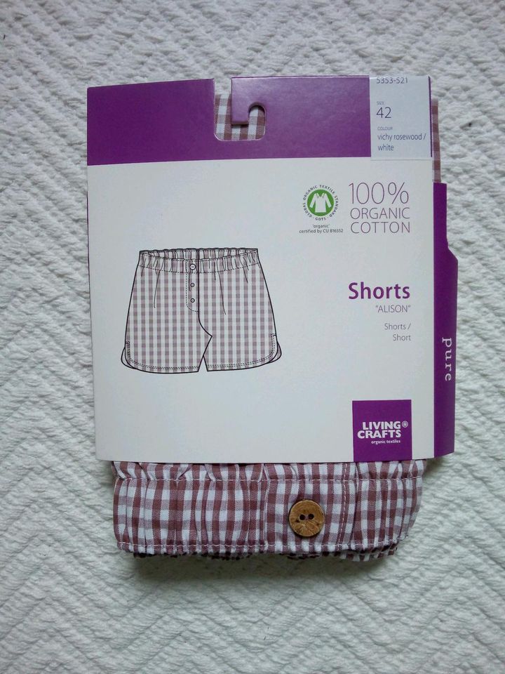 NEU OVP Schlafshorts Living Crafts 100 % Bio Baumwolle L XL in Rieste