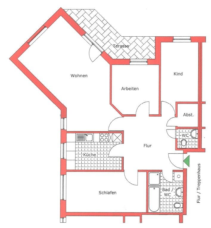 schöne 4 Zimmer Wohnung mit tollen Bodenbelägen zu vermieten in Bergen auf Rügen