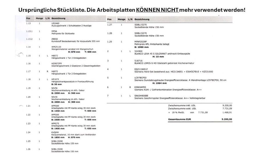 Hochwertige Burgerküche mit Siemensgeräten (abgebaut) in Hünxe