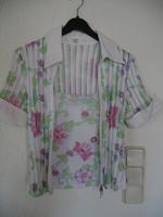 2tlg. Bluse kurzarm mit passendem Top Biba Gr. 36 weiß-pink-grün Bayern - Großmehring Vorschau