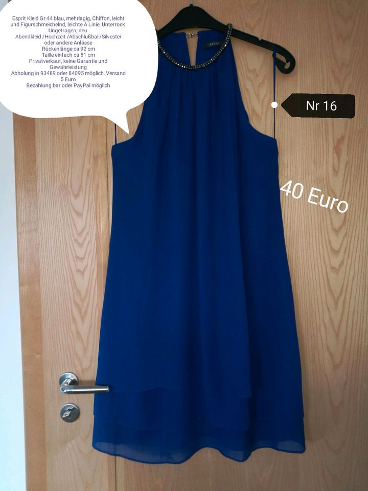 Chiffon Kleid Gr 44 blau Esprit Neu in Schorndorf