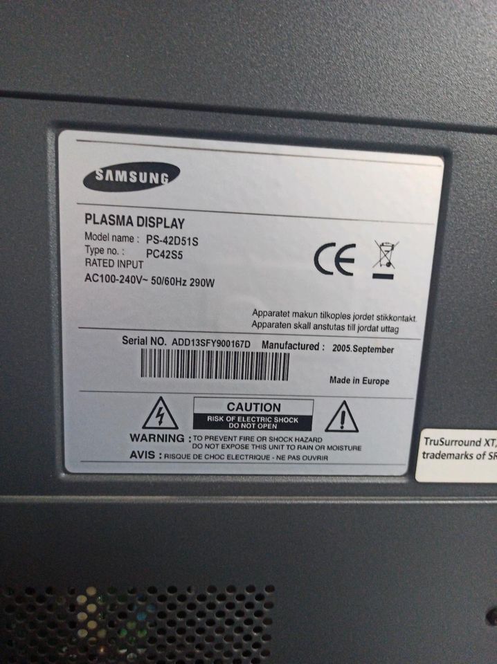 Samsung TV Plasma PS42D51S 42" 106,7cm in Karlsruhe