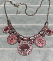 Kette Modeschmuck schwer massiv Coins Rot Rosa Boho Vintage Saarland - Mandelbachtal Vorschau