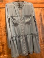 Mini-Kleid kurz weit Jeans langärmelig Volants Hemdblusenkleid Bayern - Heroldsberg Vorschau