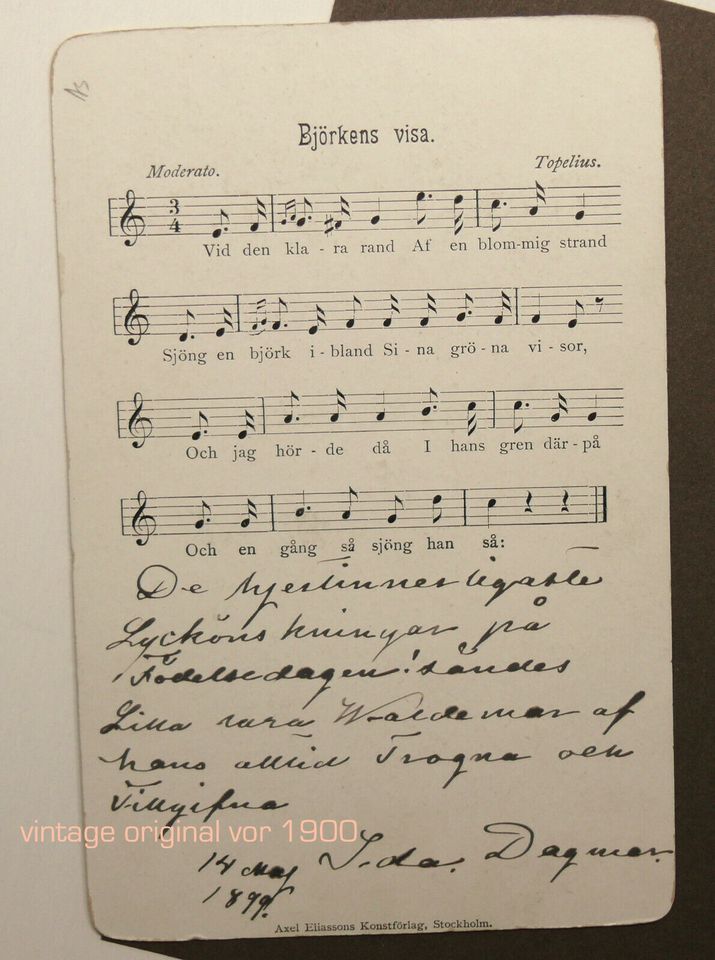 Björkens Visa schwedisches Lied auf Künstler-Karte AK 1899 antik in Potsdam