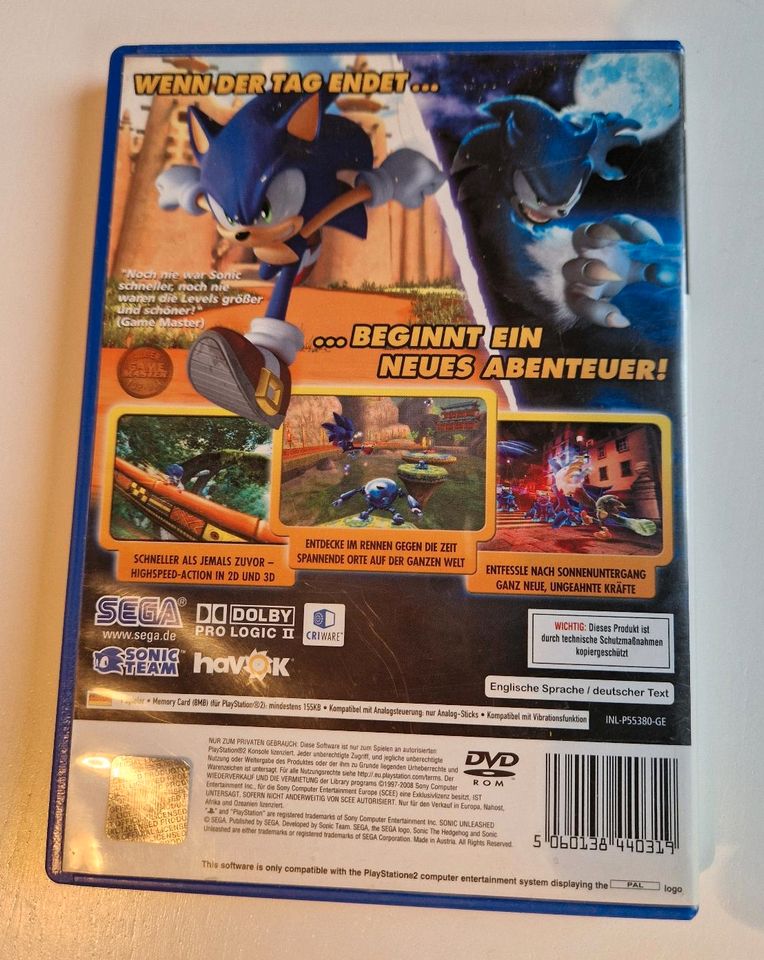 Ps2 - Sonic unleashed - mit Anleitung in Potsdam
