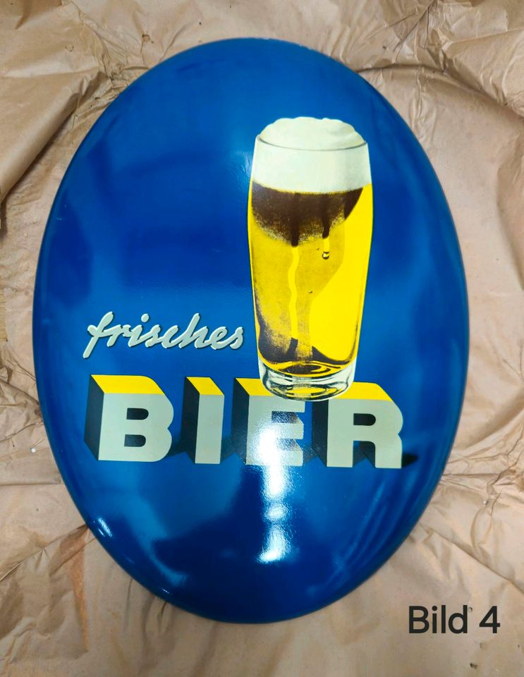 Frisches Bier Emailschild in Fürstenfeldbruck