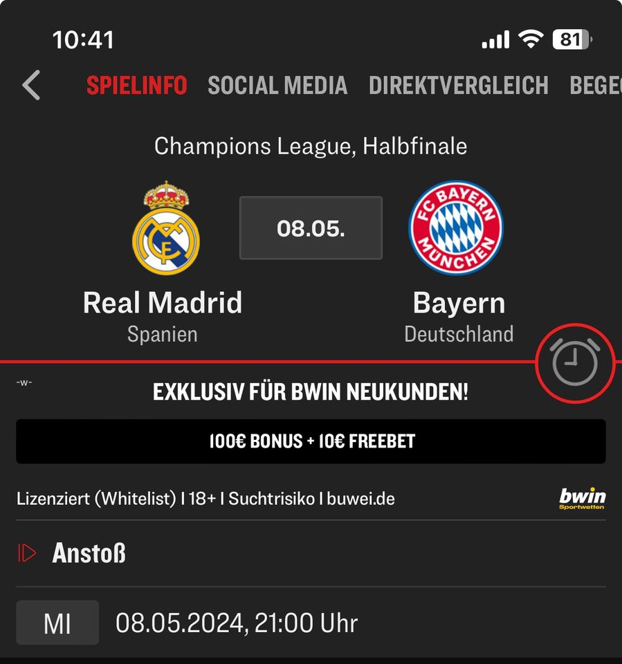 SUCHE 2-3 Gästetickets für Real gegen Bayern am 08.05 in Schwarzenbek
