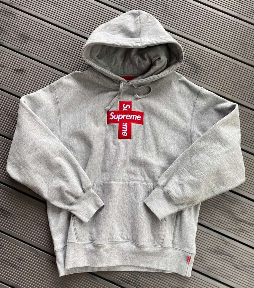 Supreme Crossbox Logo Hoodie Grey Medium in München