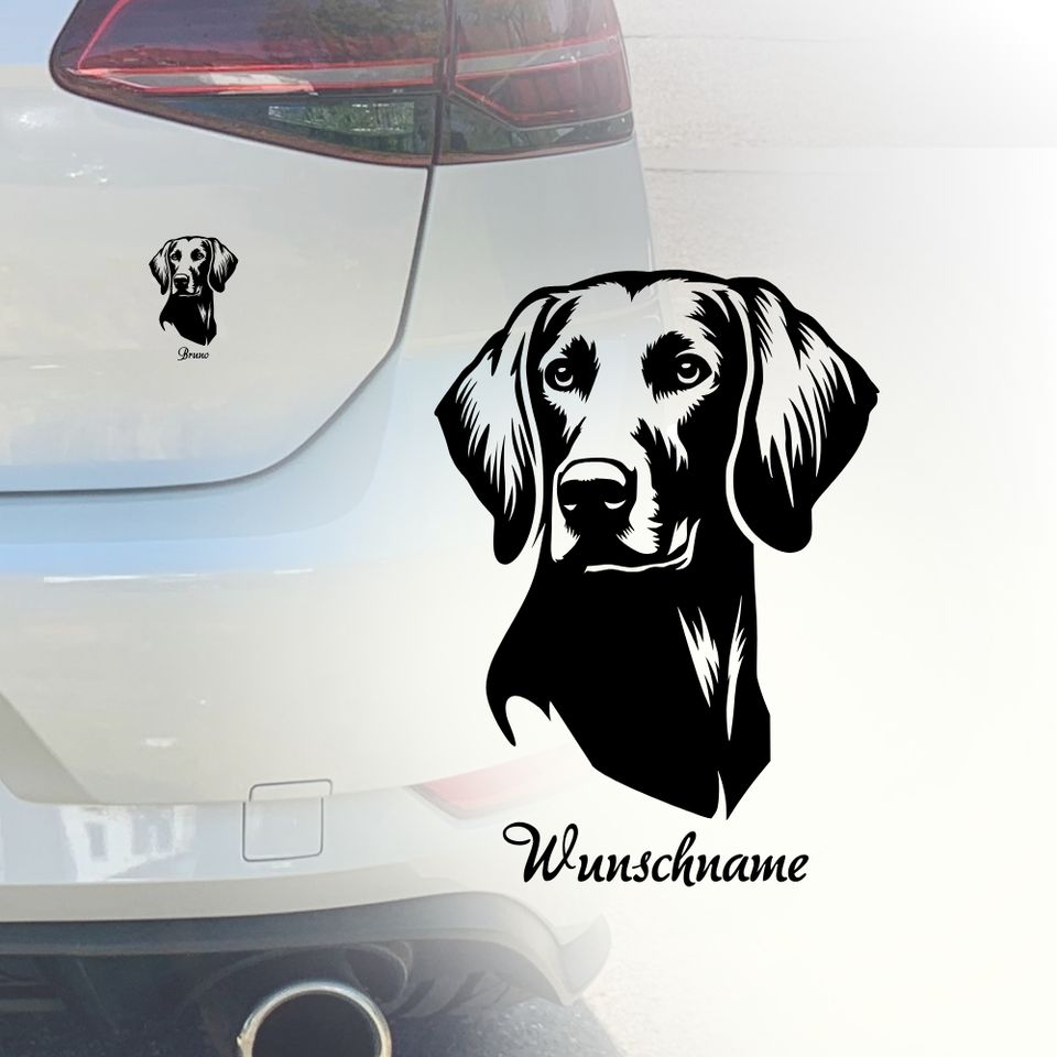 Auto Aufkleber, Weimaraner, Personalisiert Wunschname