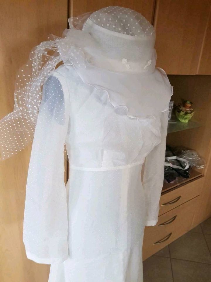 ❤Brautkleid 70iger Hut Punkte 34/36 OW C-Kö. Hochzeit 70iger in Wiesentheid