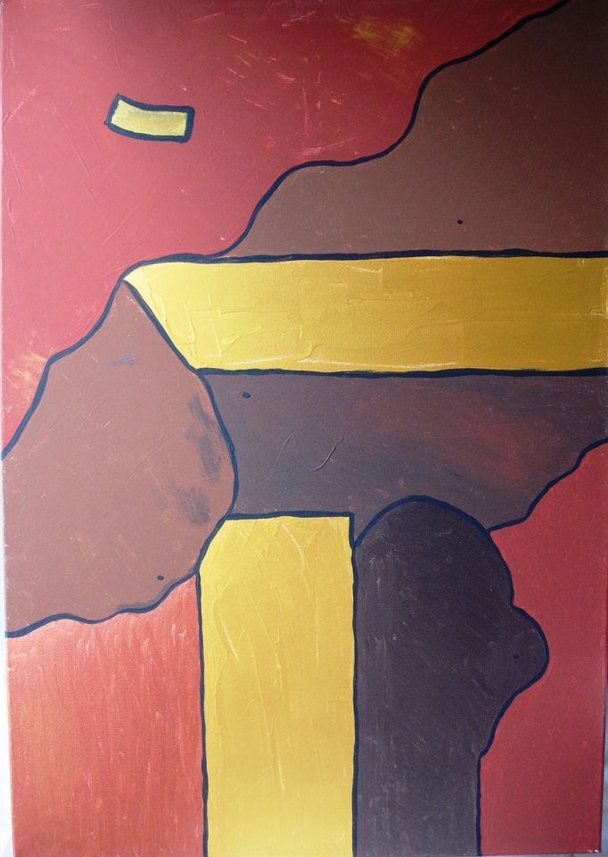 Abstraktes Acryl-Bild auf Leinwand Gold- u. Rot-Töne, 70 x 100 cm in Bremen