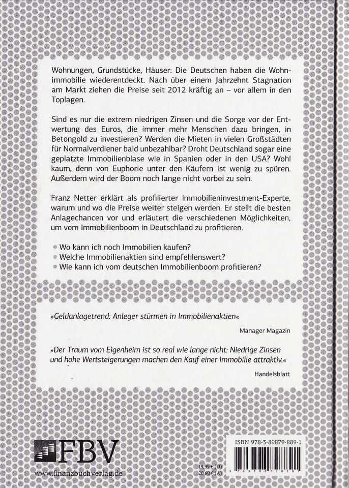 Wohnimmobilien, Autor: Franz Netter, FinanzBuch Verlag, NEU/unben in Hamburg