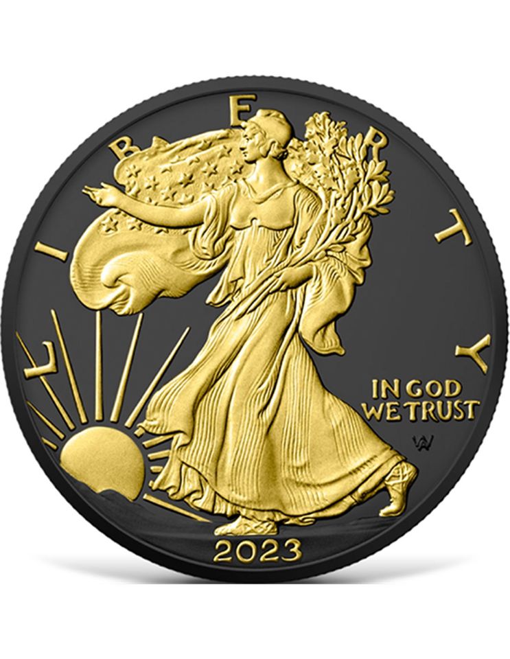 Silbermünze 1 oz American Silver Eagle Black Platinum Gold 2023 in Fürstenau