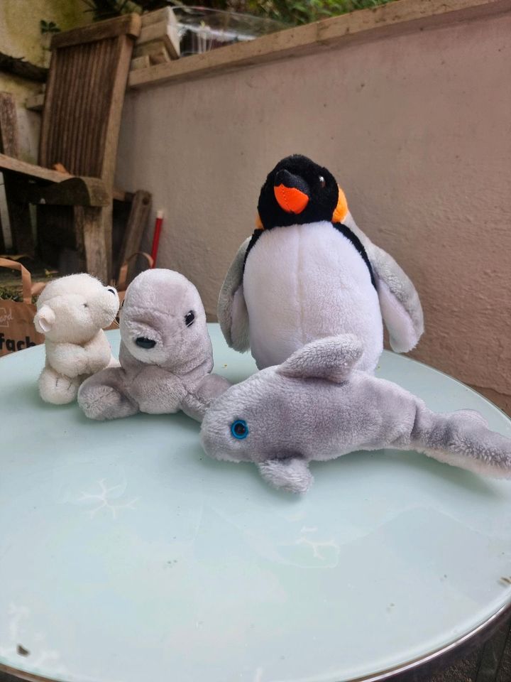 Stofftiere - Pinguin, Robbe, Delfin und Bär in Düsseldorf