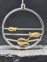 Halskette 925 Sterling Silber Fisch Fische Meer bicolor Baden-Württemberg - Geisingen Vorschau