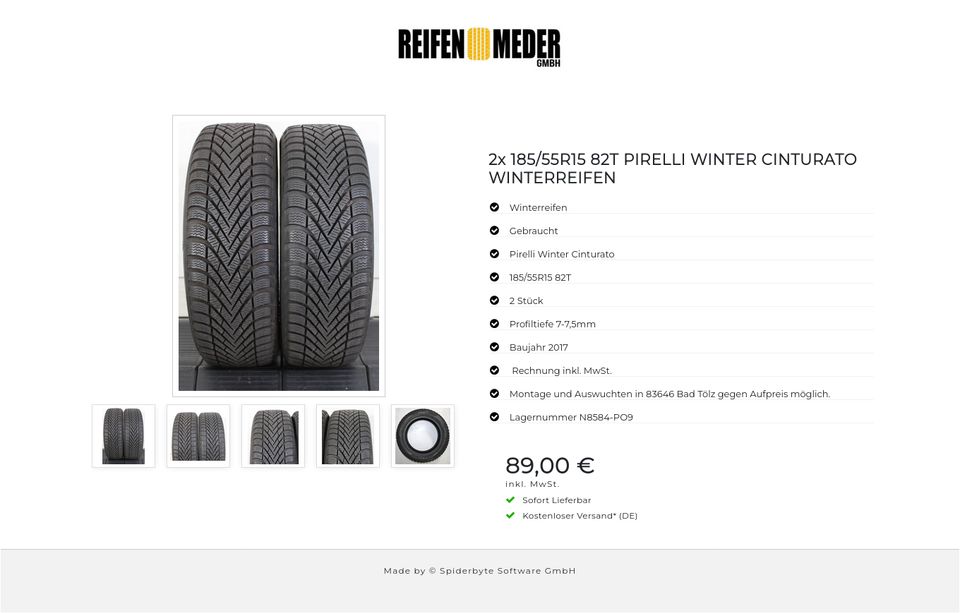 2x 185/55R15 82T PIRELLI WINTER CINTURATO WINTERREIFEN #1I2F in Bad Tölz