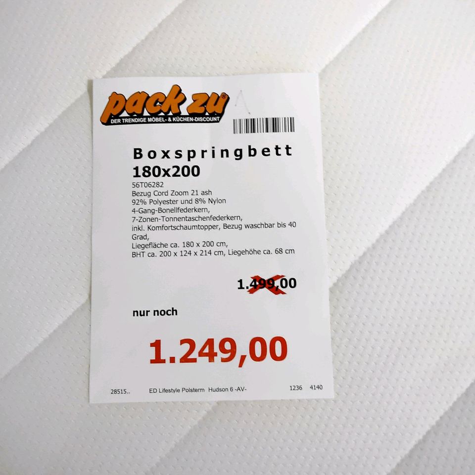 Boxspringbett 180x200cm Hudson 6/ Neu / Bett / Schla in Altenkirchen