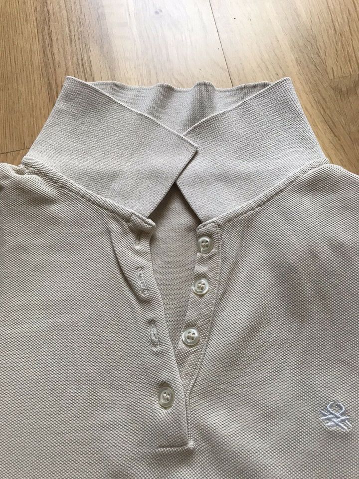 Piqué Polo Shirt 3/4-Arm Hemd Longsleeve S beige sand Benetton in München