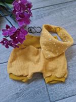 Kurze Musselin Pumphose senfgelb ocker 56/62 handmade Baby Sommer Thüringen - Stadtroda Vorschau