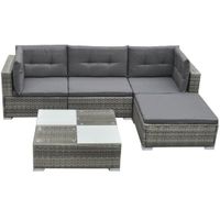 5-tlg. Garten-Lounge-Set Auflagen Poly Rattan Grau Gartenlounge Bayern - Bad Kissingen Vorschau