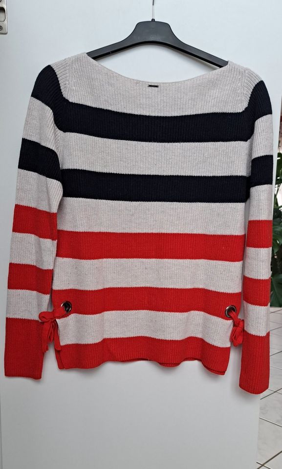 S.Oliver extravaganter Pullover Gr. 38, beige-rot-blau gestreift in Horbach