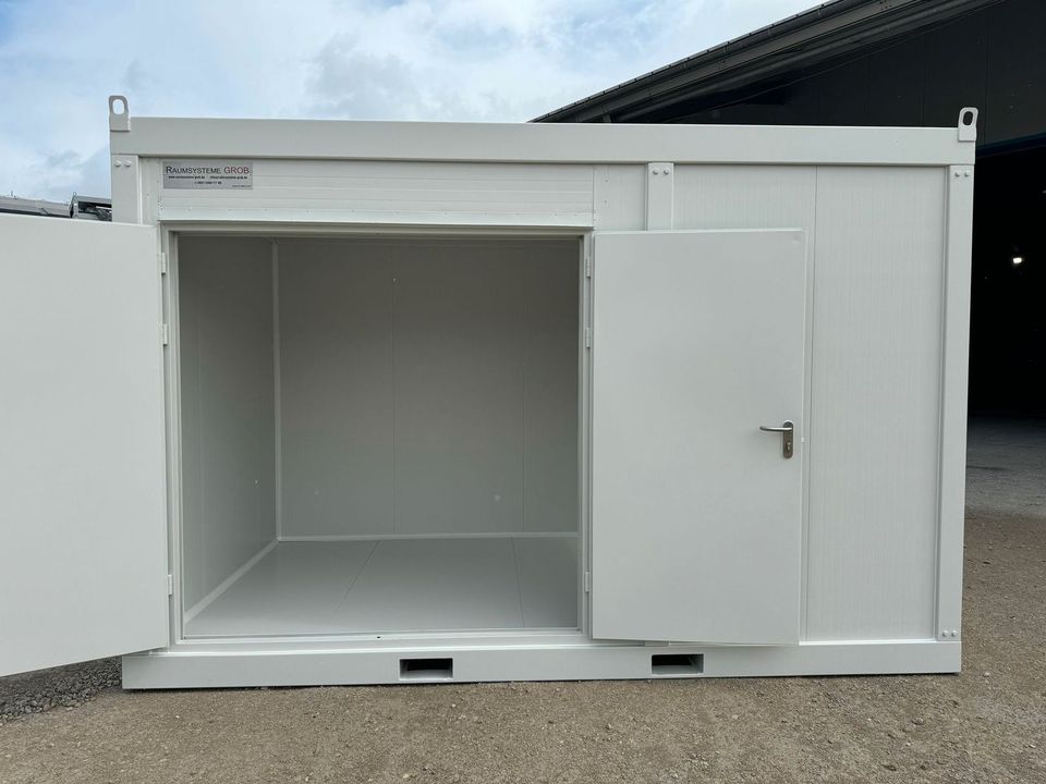 ► SCHLÜSSELFERTIG - SOFORT LIEFERBAR ◄ 400 x 240 cm - Container & Doppelflügeltür & Fenster - Modernes Containermodul Containerlösung für Bau Lager Büro Aufbewahrung Einlagerung Bürocontainer Depot in Marburg