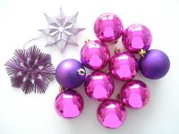 Weihnachtsdeko: Set Baumkugeln + Sterne in pink lila flieder Brandenburg - Neuruppin Vorschau