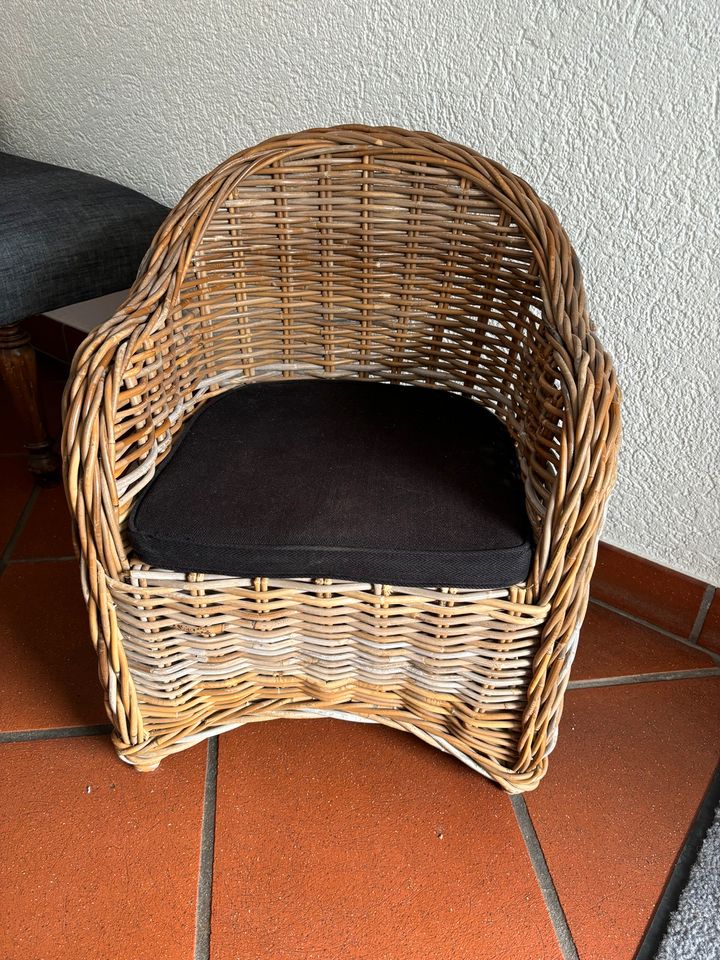 Kinder Rattan  Sessel mit Kissen Kindersessel in Ginsheim-Gustavsburg