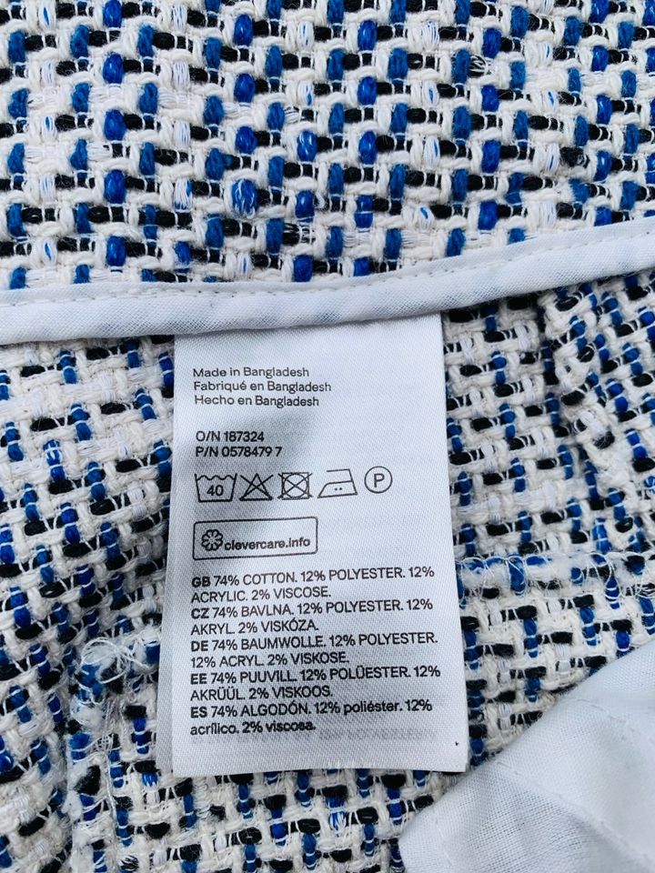 2 tlg Set H&M Boucle Hose elegant 42 XL Langarmshirt blau weiß in Saarbrücken