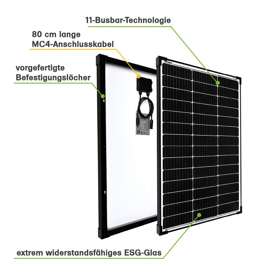 Offgridtec® MONO-130 V2 Solarpanel 20V Black Frame in Eggenfelden