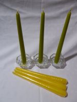 3 Kerzenständer 3 grüne und 3 gelbe Stabkerzen Glaskerzenständer Bayern - Würzburg Vorschau