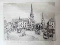 Druckgrafik Lithografie Radierung MG Alter Markt mit orig. Sig. Nordrhein-Westfalen - Alsdorf Vorschau