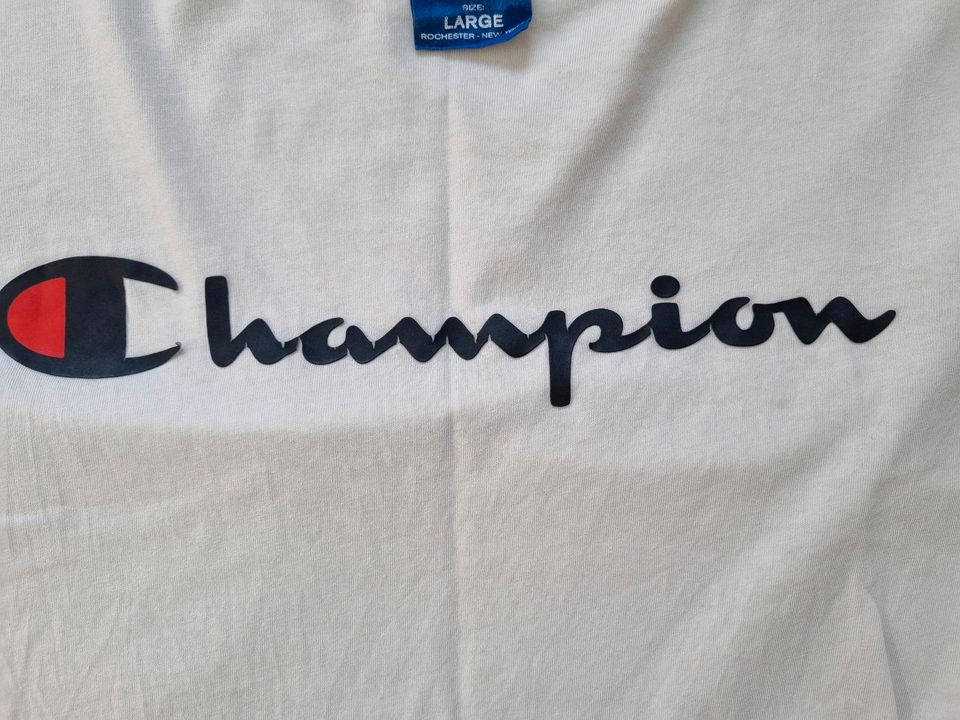 Gr. L Herren Champion Tshirt T-shirt T shirt weiß in Ravensburg