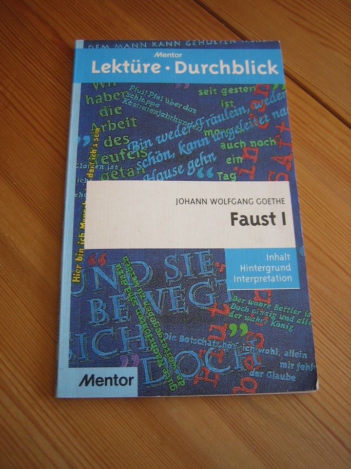 Mentor Lektüre Durchblick "Faust I" Johann Wolfgang Goethe in Neu-Anspach