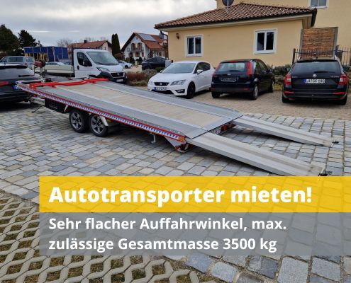 Autotransporter mieten 4,80m x 2,10m Ladefläche 2,7t Zuladung in Wildenberg