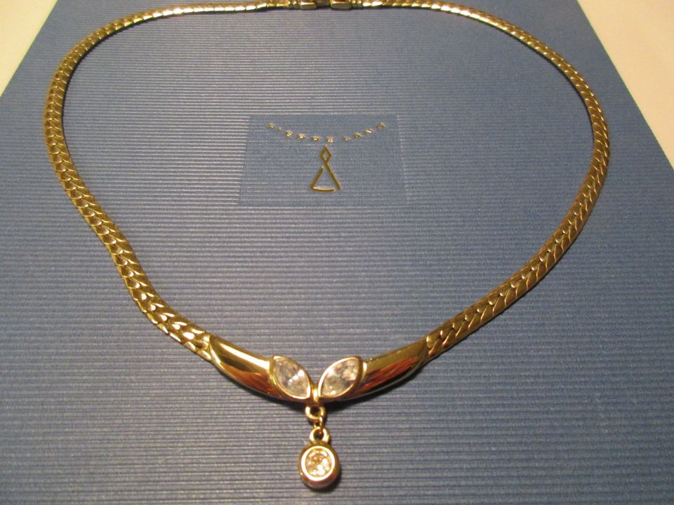 Modeschmuck Pierre Lang Collier Halskette gold mit Zirkonia in Ober-Mörlen