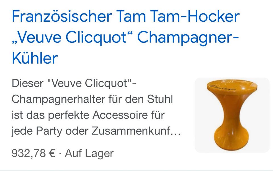 Veuve Clicquot Tam Tam Hocker, Eiskühler, magischer Tischhalter, in Frankfurt am Main