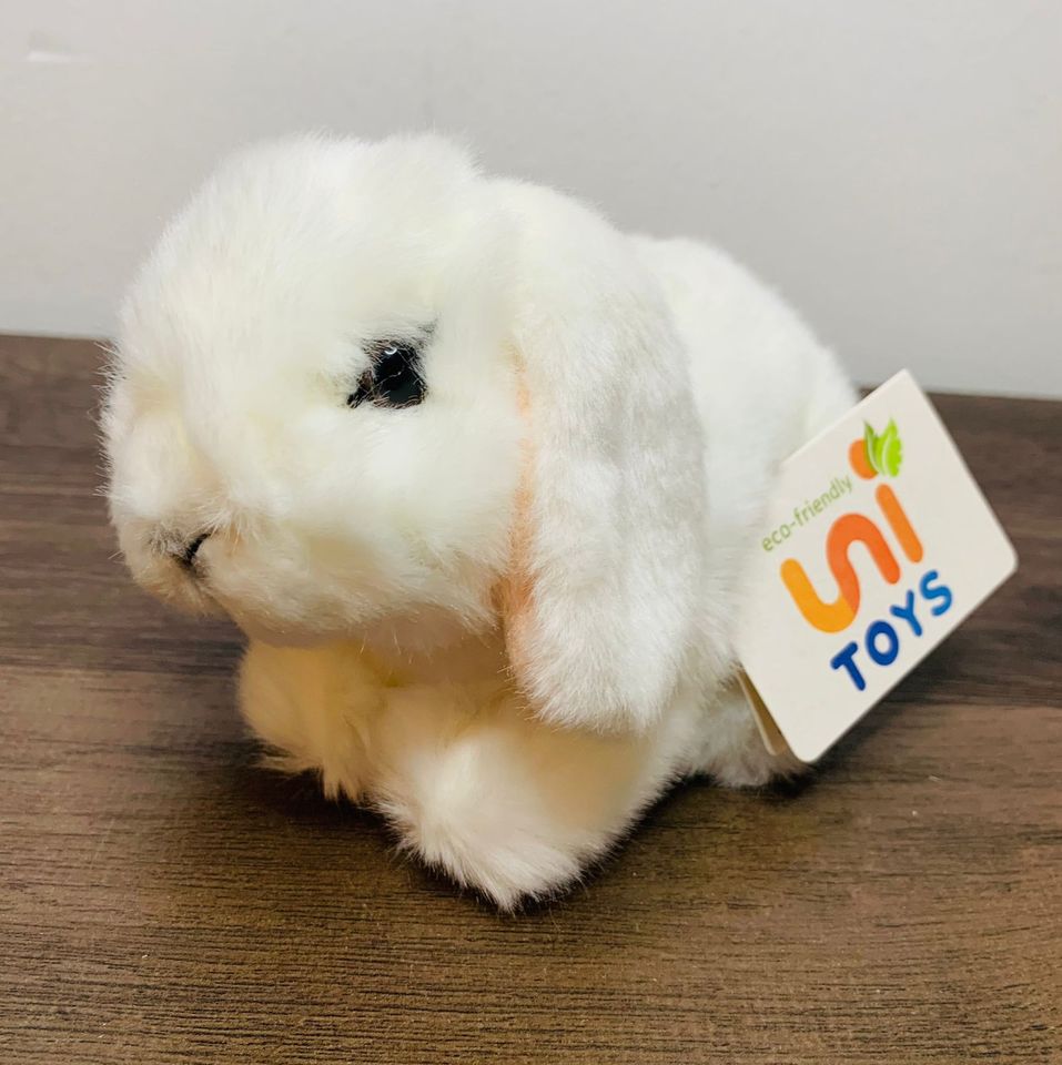 Widderkaninchen, Kaninchen, Plüschtier, weiß, 18 cm, Uni-Toys in Sögel