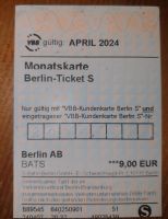 Berlin Ticket S April 2024 Monatskarte Monatsticket Berlin - Steglitz Vorschau