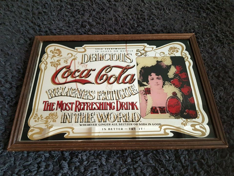 Sammlerstck Coca Cola Wandspiegelbild vintage orig. 70er Jahre in Herzebrock-Clarholz