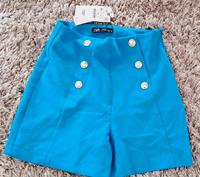Short, Bermudas, goldene Knöpfe, Zara, türkis Frankfurt am Main - Sachsenhausen Vorschau