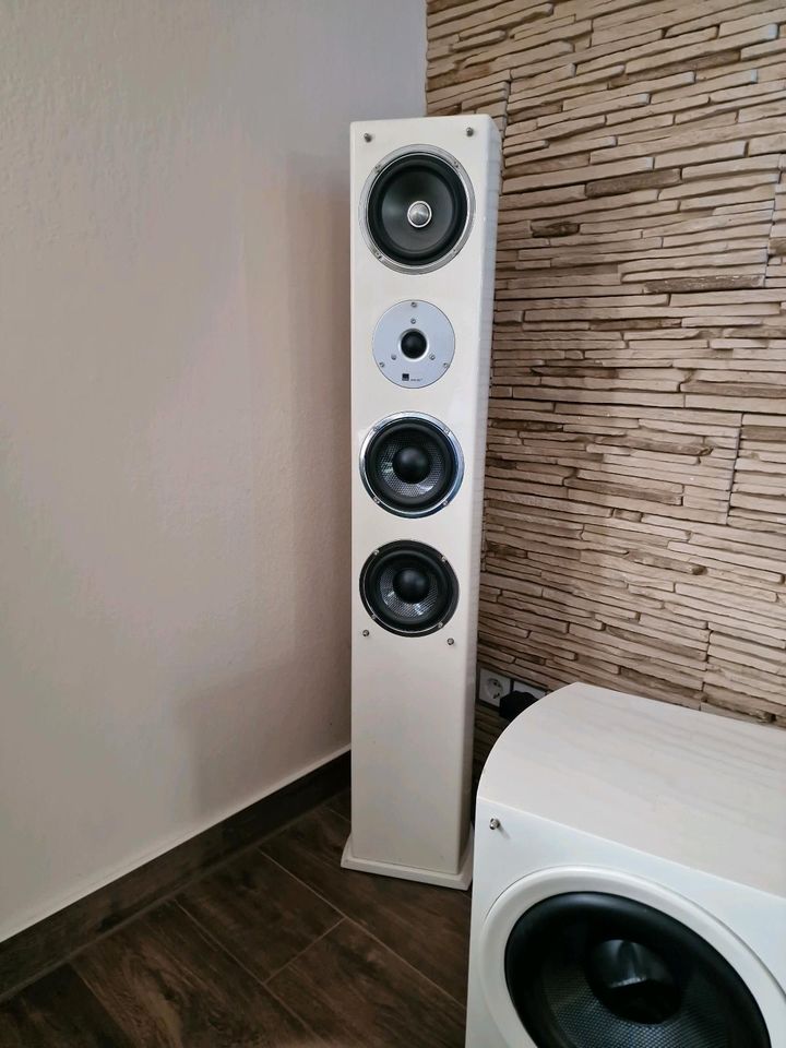 Pure Acoustics 5.1 Standboxen + Subwoofer weiß hochglanz in Lüssow