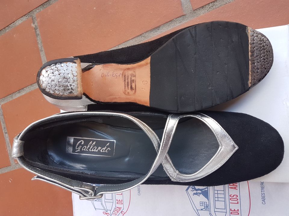 Profi Flamenco Tanz Schuhe Gallardo Gr. 38,5 schwarz silber Leder in Berlin