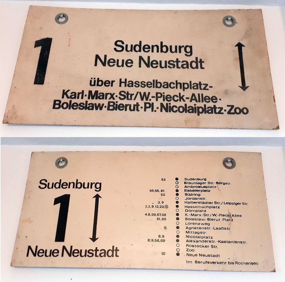 Straßenbahn Schild MVB Linie 1 Magdeburg Sudenburg Neue Neustadt in Magdeburg